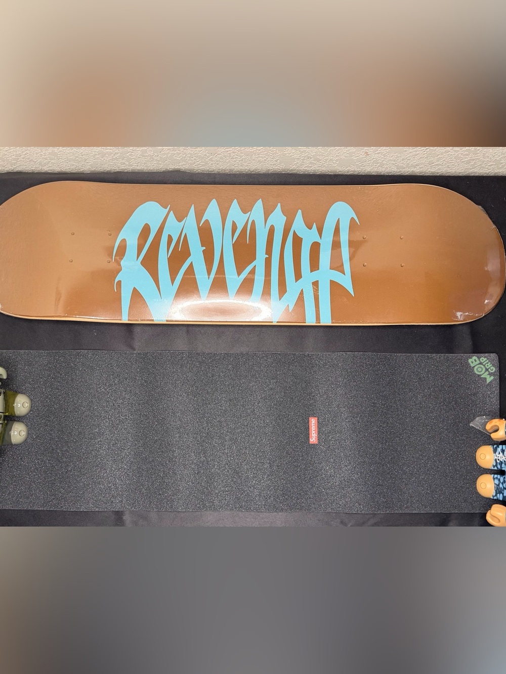 Revenge Brown Arch Skateboard Deck + Mob Supreme Grip Tape